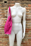Tote suede leather bag in PINK. Soft natural genuine leather shopper bag. Hot pink suede shopper. Fuchsia shoulder bag. Pink suede purse.