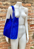 Tote suede leather bag in PINK. Soft natural genuine leather shopper bag. Hot pink suede shopper. Fuchsia shoulder bag. Pink suede purse.