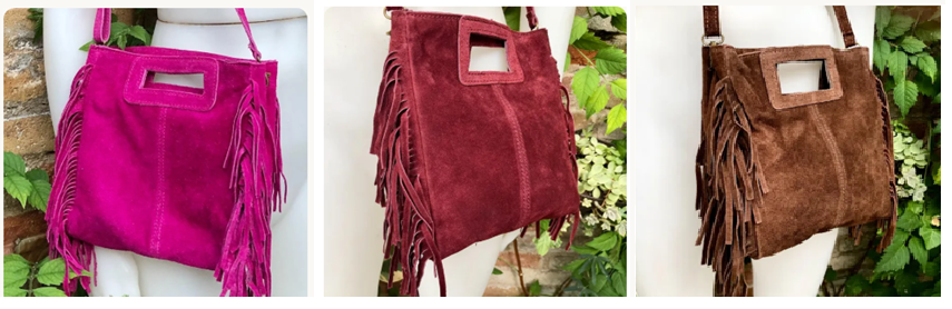 SPECIAL LISTING FOR ERICA - 3 SUEDE BAGS WITH FRINGES