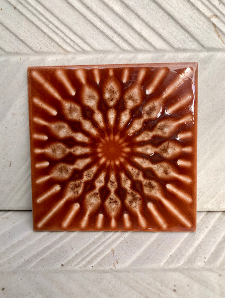 Special listing for Jackie: 22 vintage 70s fat lava style glazed tiles in terracotta orange - brown