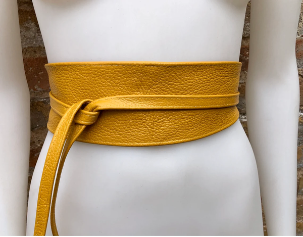 Shipping supplement yellow leather belt-HABIBA