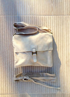 BOHO suede messenger leather bag in light BEIGE. Cross body bag in BEIGE suede. Soft genuine leather messenger bag. School bags