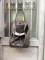 Tote leather bag in DARK brown. Leather shopper in chocolate brown. Soft natural GENUINE leather. Large brown bag for your laptop, books