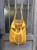 Tote bag in mustard YELLOW with belt.Soft natural GENUINE leather bag + belt set. Large yellow leather bag. Computer, tablet or Laptop bag.