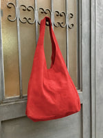 Slouch bag.Large TOTE leather bag in RED. Soft natural suede leather bag. Bohemian bag. Laptop or book bag. Genuine leather bag