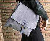Leather bag in dark GREY. BOHO messenger bag in gray suede. Cross body bag in grey suede. Soft genuine leather bag. School bags, book bag.