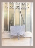 Leather bag in dark GREY. BOHO messenger bag in gray suede. Cross body bag in grey suede. Soft genuine leather bag. School bags, book bag.