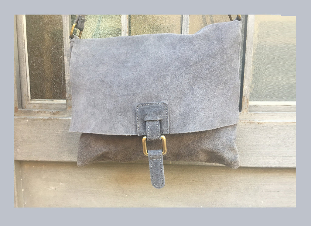 Leather bag in dark GREY. BOHO messenger bag in gray suede. Cross body bag in grey suede. Soft genuine leather bag. School bags, book bag.