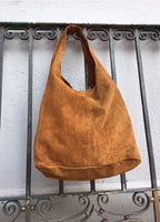 Slouch bag.Large TOTE leather bag in CAMEL brown. Genuine leather bag. Light tobacco color laptop bags in suede.