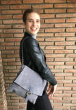 Leather bag in dark GREY. BOHO messenger bag in gray suede. Cross body bag in grey suede. Soft genuine leather bag. School bags, book bag.