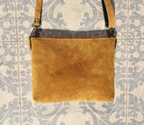 Suede leather bag in MUSTARD YELLOW .Crossbody bag or shoulder bag in GENUINE leather. Suede purse with adjustable strap and zipper.