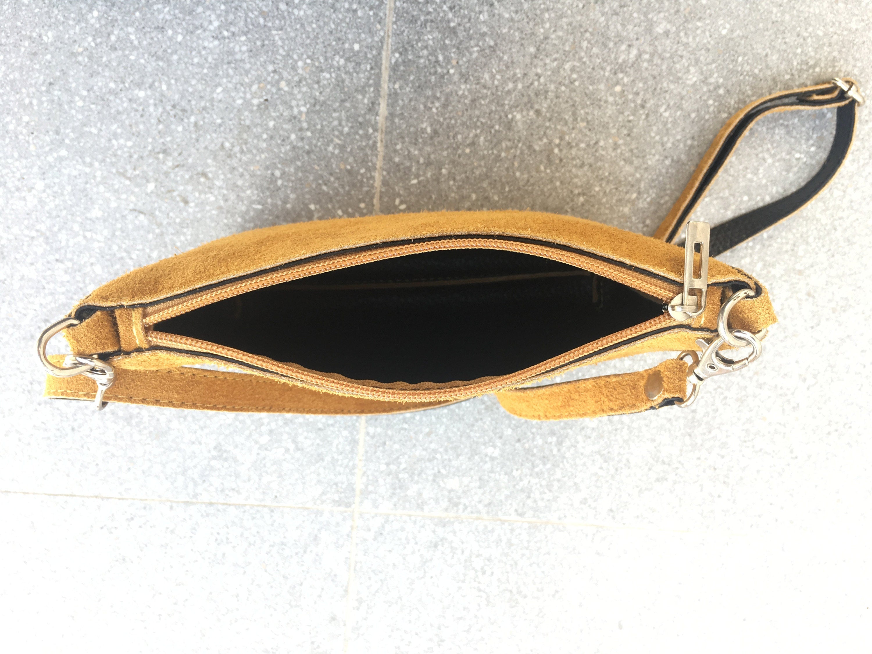 RED suede leather bag. Crossbody / shoulder bag in GENUINE leather. Small RED suede purse, adjustable strap and zipper. Small red suede bag