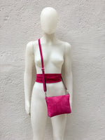 Hot Pink suede OBI belt. Genuine leather wraparound belt in fucsia. Soft suede MAGENTA Waist belt. Fuchsia wrap boho belt. Bridesmaids sash