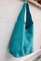 Slouch bag.Large TOTE leather bag TURQUOISE blue. Soft natural suede genuine leather bag. Boho bag closed with a ZIPPER. Blue soft suede bag