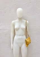 Small leather bag in MUSTARD YELLOW .Cross body bag, shoulder bag in GENUINE leather. Yellow bag with adjustable strap, zipper and flap.