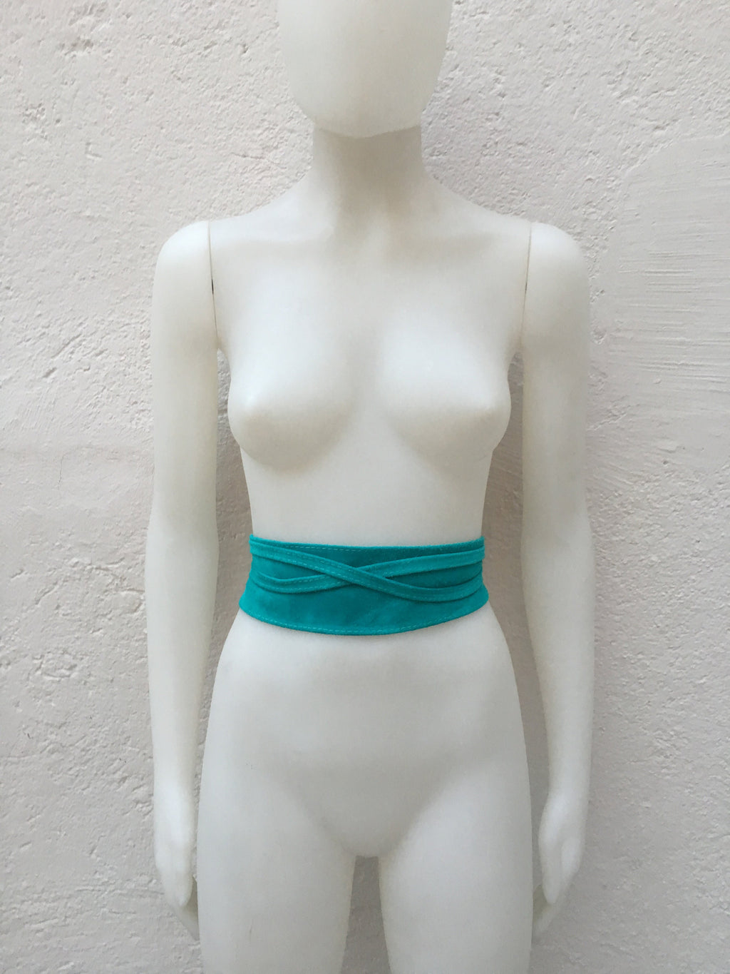 TURQUOISE suede OBI belt in natural soft leather. Blue waist belt. Soft leather belt, beige sash, boho belt, boho wrap belt