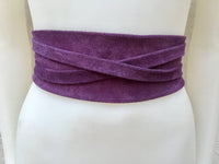 Purple suede OBI belt, SASH in genuine soft suede,waist belt,soft belt, dark purple sash, obi, boho belt, bohemian sash, boho purple belt