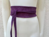 Purple suede OBI belt, SASH in genuine soft suede,waist belt,soft belt, dark purple sash, obi, boho belt, bohemian sash, boho purple belt