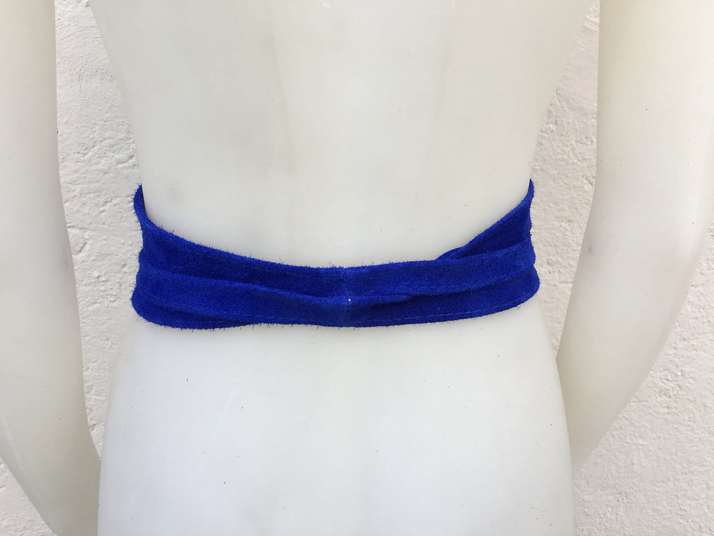 Cobalt BLUE OBI belt in natural soft suede, waist belt, soft leather belt, royal blue sash, blue obi, boho blue wraparound dress belt
