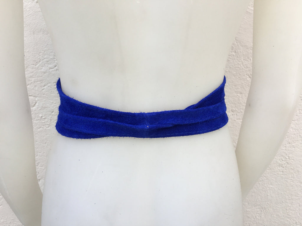 Cobalt BLUE OBI belt in natural soft suede, waist belt, soft leather belt, royal blue sash, blue obi, boho blue wraparound dress belt
