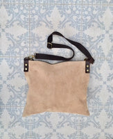 Cross body bag. BOHO suede leather bag in gray. Messenger bag in soft genuine suede leather. Crossbody bag in gray suede.