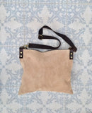 Cross body bag. BOHO suede leather bag in gray. Messenger bag in soft genuine suede leather. Crossbody bag in gray suede.