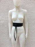 Obi belt in soft leather. Wrap belt in BLACK. Waist belt in BLACK. Wraparound belt in black genuine leather. Boho black waist cinch belt.