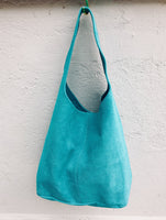 Slouch bag.Large TOTE leather bag TURQUOISE blue. Soft natural suede genuine leather bag. Boho bag closed with a ZIPPER. Blue soft suede bag