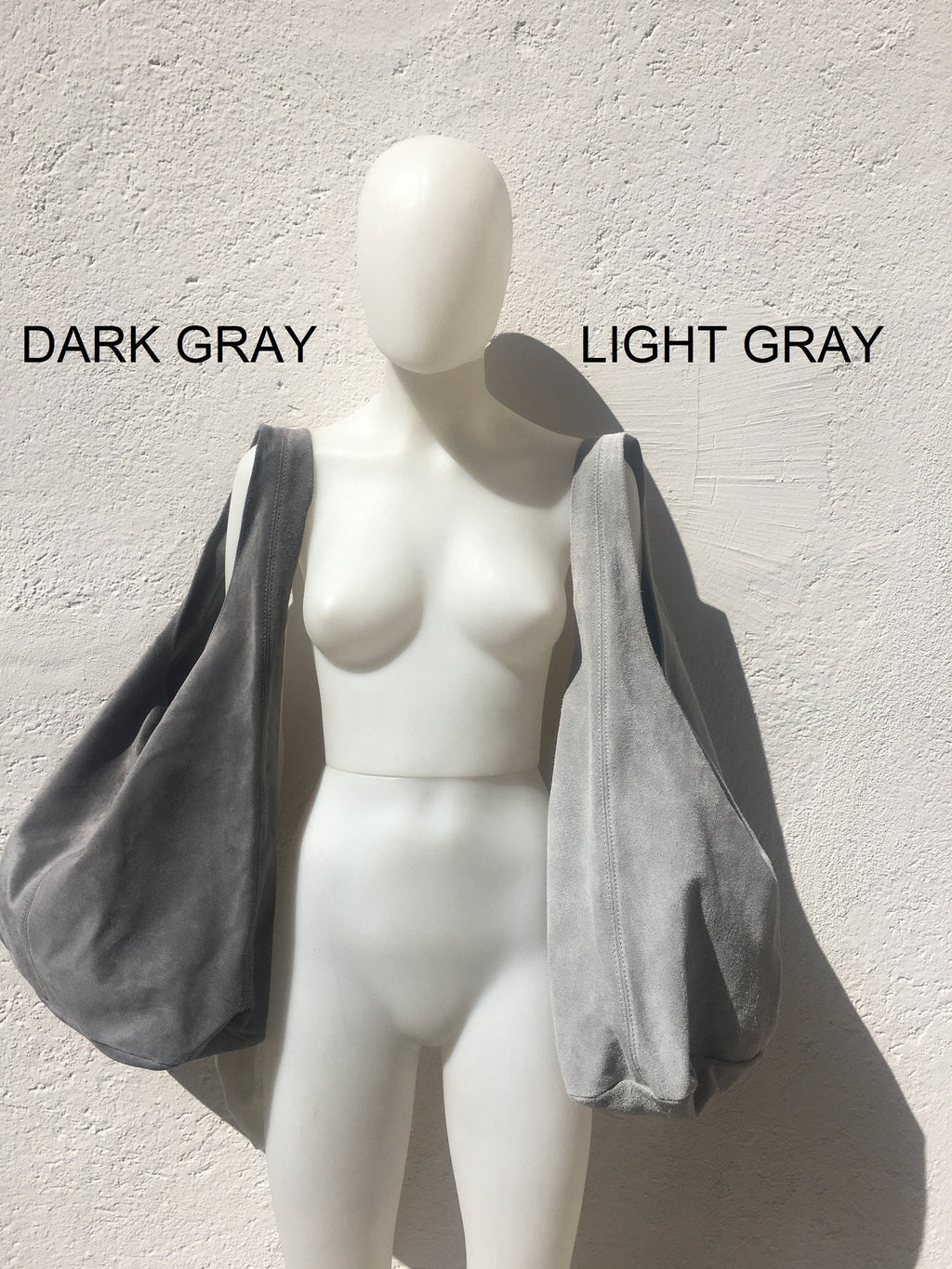 Slouch bag with ZIPPER.Large TOTE leather bag in GRAY. Soft natural suede genuine leather hobo bag. Bohemian bag. Grey suede bag.