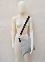 Cross body bag. BOHO suede leather bag in gray. Messenger bag in soft genuine suede leather. Crossbody bag in gray suede.