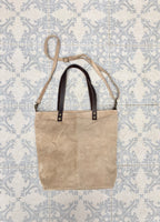 Large TOTE leather bag in light BEIGE. Soft natural suede bag. Genuine leather shopper. Laptop or book bag in suede. Large crossbody bag.