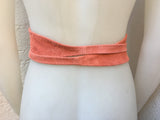 Coral PINK suede OBI belt. Genuine leather wraparound belt. Salmon pink boho wrap belt. Light coral color waist belt in soft natural suede.