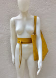 Obi belt in soft leather. Wrap belt in MUSTARD YELLOW. Waist belt in yellow. Mustard color wraparound belt. Yellow sash. Ibiza boho belts