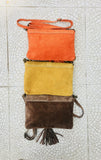 Dark gray crossbody /shoulder bag. BOHO suede leather bag. Soft genuine grey suede leather purse with flap and tassel.