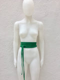 Green suede OBI belt, wraparound belt in soft suede. Genuine leather waist belt, boho GREEN sash. Wrap belt in GREEN suede leather.
