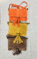 Cross body bag. BOHO suede leather bag in burnt ORANGE. Soft genuine suede leather. Crossover, messenger bag in suede. Terracotta,small bags