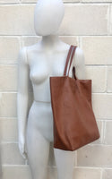 Tote leather bag in CAMEL brown. Soft natural GENUINE leather bag. Large brown leather bag.Tan brown shopper , Laptop bag. With ZIPPER.