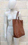 Tote leather bag in CAMEL brown. Soft natural GENUINE leather bag. Large brown leather bag.Tan brown shopper , Laptop bag. With ZIPPER.