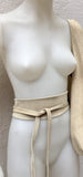 LIGHT beige suede OBI belt. Wrap belt in natural soft suede. Boho belt in cream beige. Wraparound boho wide belt. Dress belt, Waist belt.