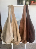 Slouch bag.Large TOTE leather bag in dark BEIGE. Soft natural suede leather bag. Bohemian bag. Light BROWN suede bag.