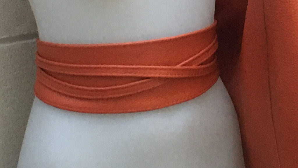 Obi belt in soft leather. Wrap belt in BURNT ORANGE. Waist belt in ORANGE. Wraparound belt. Burnt orange sash. Terracotta Ibiza boho belts