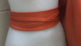 Obi belt in soft leather. Wrap belt in BURNT ORANGE. Waist belt in ORANGE. Wraparound belt. Burnt orange sash. Terracotta Ibiza boho belts