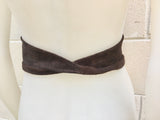 BROWN suede OBI belt. Wrap belt in genuine leather. Boho waist belt in chocolate brown. Wraparound suede belt. Dark brown leather sash