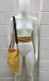 Cross body bag. BOHO suede leather bag in mustard yellow. Messenger bag in soft genuine suede leather. Crossbody bag in mustard suede.