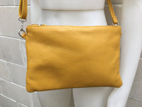 Small leather bag in MUSTARD YELLOW .Cross body bag, shoulder bag or wristlet in GENUINE leather. Yellow bag with adjustable strap