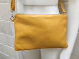 Small leather bag in MUSTARD YELLOW .Cross body bag, shoulder bag or wristlet in GENUINE leather. Yellow bag with adjustable strap