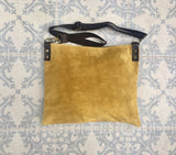 Cross body bag. BOHO suede leather bag in mustard yellow. Messenger bag in soft genuine suede leather. Crossbody bag in mustard suede.