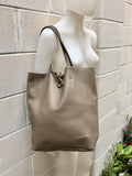 Tote leather bag in light brown. Leather shopper in dark beige. Soft natural GENUINE leather . Large taupe bag for your laptop, books...