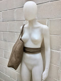 Tote bag in TAUPE with belt.Soft natural GENUINE leather bag + belt set. Large dark beige leather bag. Computer, tablet or Laptop bag.