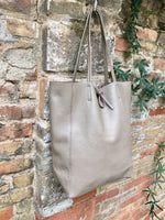 Tote bag in TAUPE with belt.Soft natural GENUINE leather bag + belt set. Large dark beige leather bag. Computer, tablet or Laptop bag.